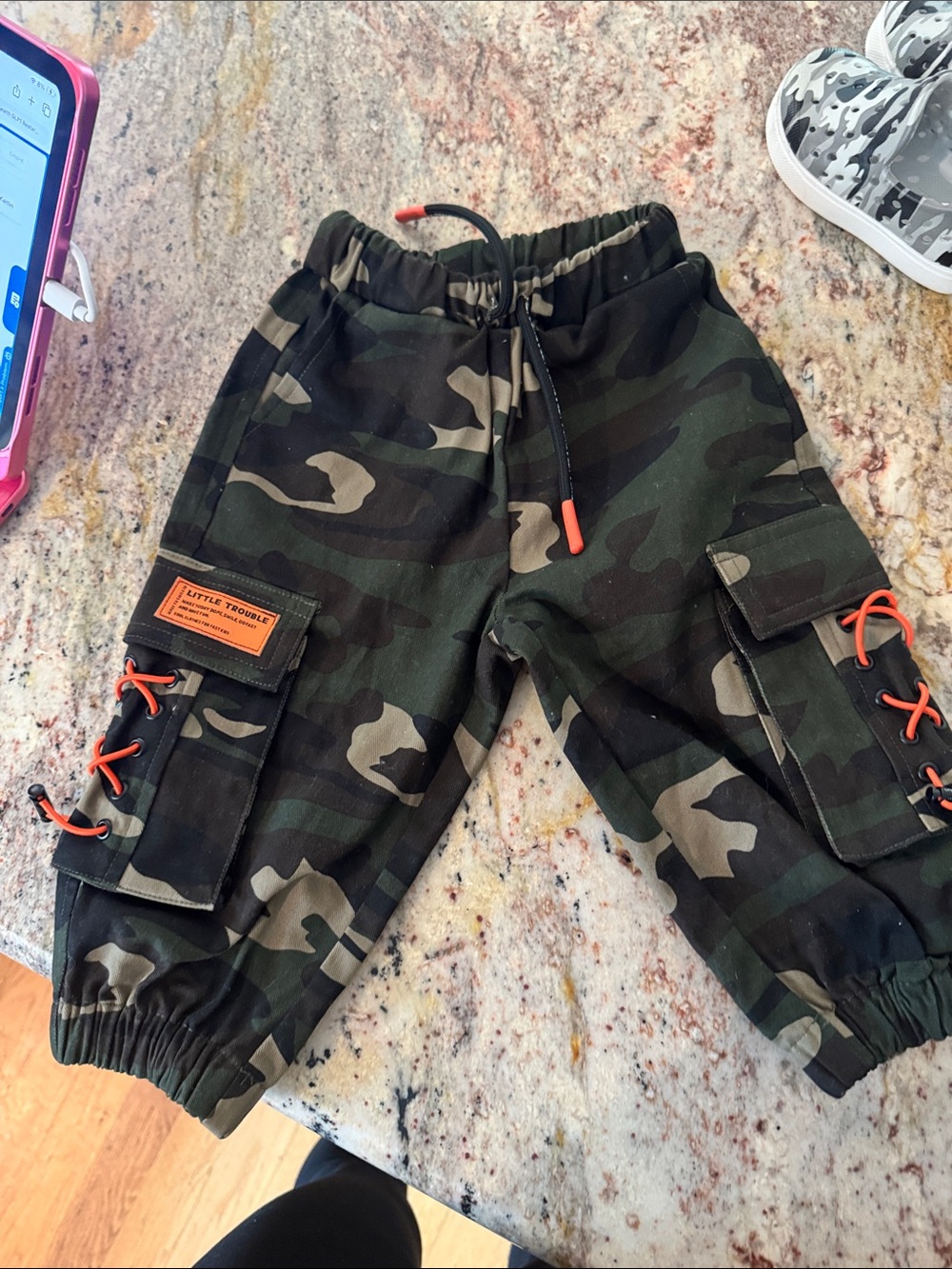 Camo Cargo Jogger Pants for Kids - Olive Green